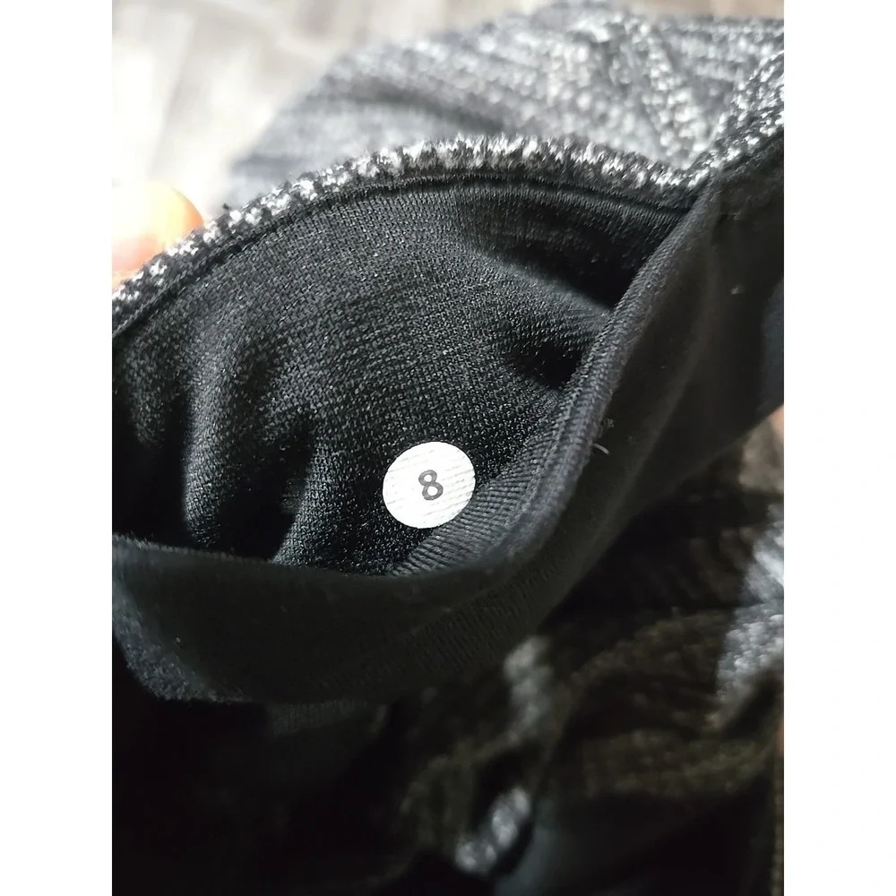 Lululemon Wunder Under Pants Coco Pique Black Leggings Full Length Size 8‎